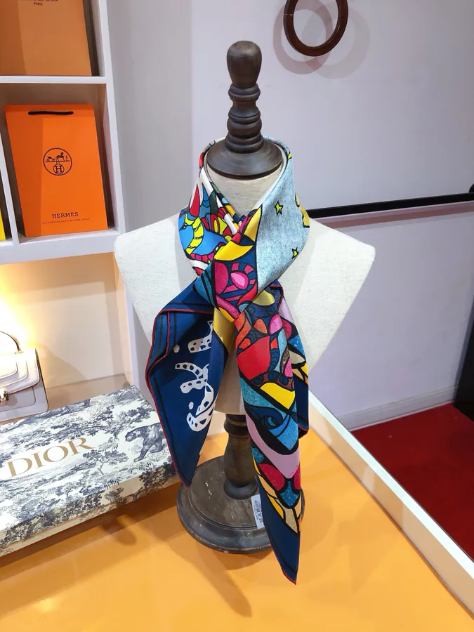 Dior Princess and Dragon Print Silk Scarf