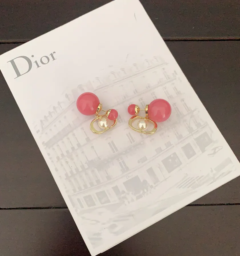 D*or New Pink Pearl Stud Earrings