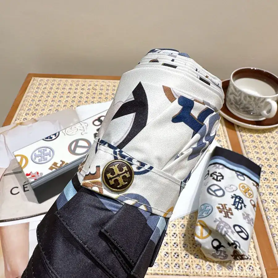 Tory Burch Classic Folding Umbrella with Convenient Hook