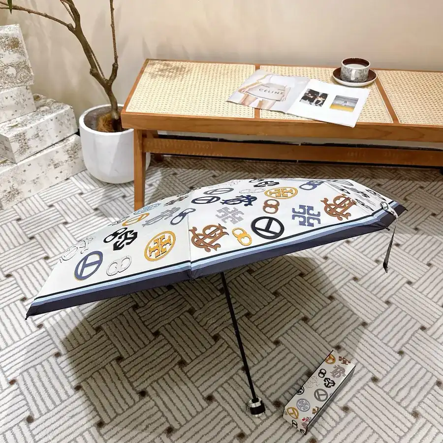 Tory Burch Classic Folding Umbrella with Convenient Hook