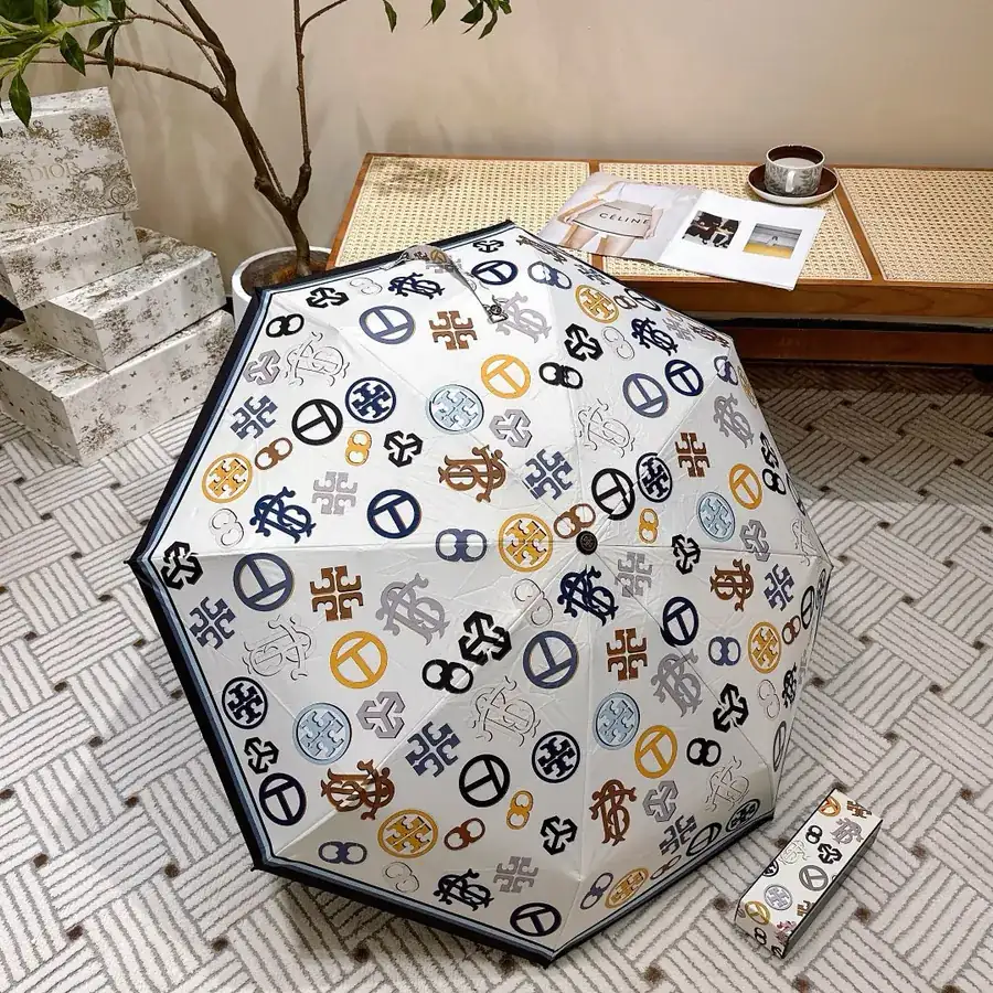 Tory Burch Classic Folding Umbrella with Convenient Hook