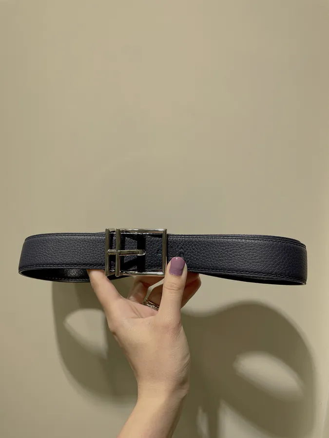 P240 Togo Calfskin Double Belt with Palladium Buckle