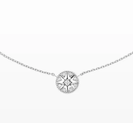 D House Double Sided Diamond Compass Necklace
