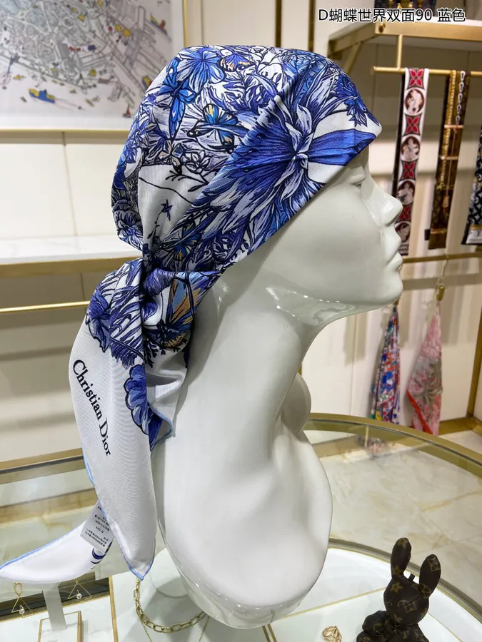 D Butterfly World Double Face 90cm x 90cm Silk Scarf