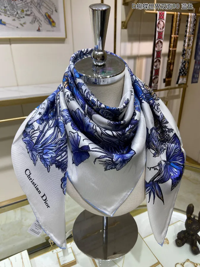 D Butterfly World Double Face 90cm x 90cm Silk Scarf