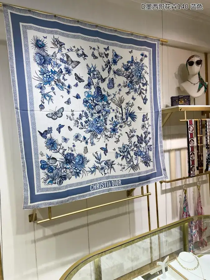 D Mexico Flowers 140cm Double Sided Cashmere Scarf