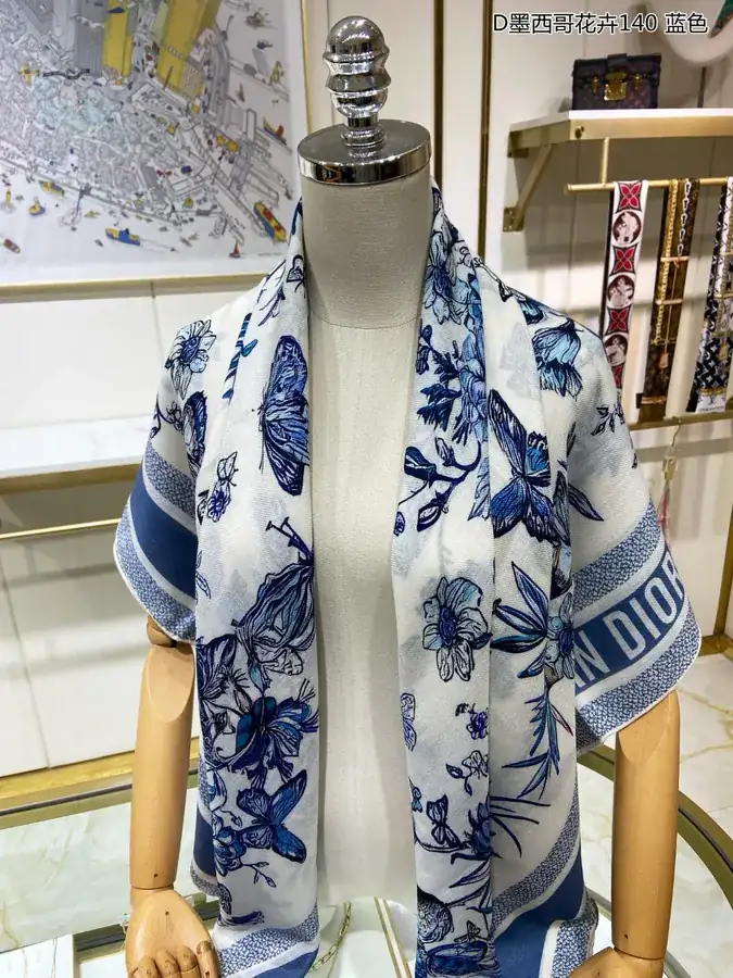 D Mexico Flowers 140cm Double Sided Cashmere Scarf