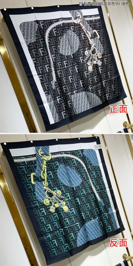 FF Double Sided Double Color Silk Scarf 90x90