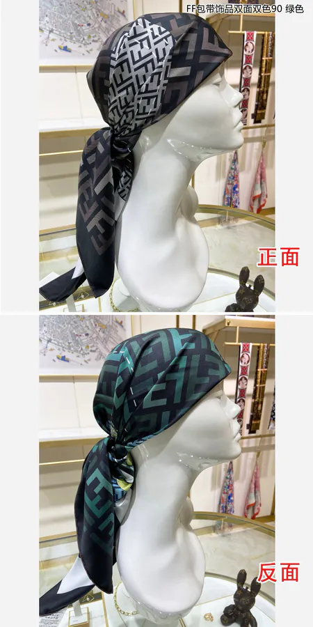FF Double Sided Double Color Silk Scarf 90x90