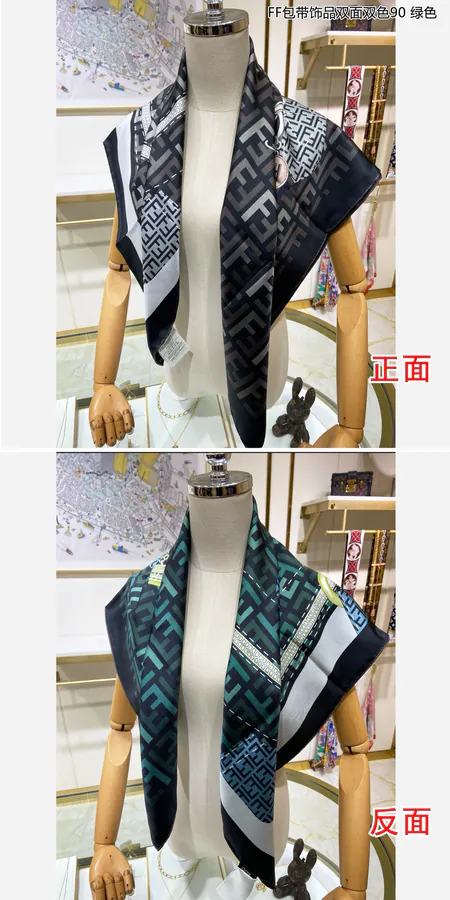 FF Double Sided Double Color Silk Scarf 90x90