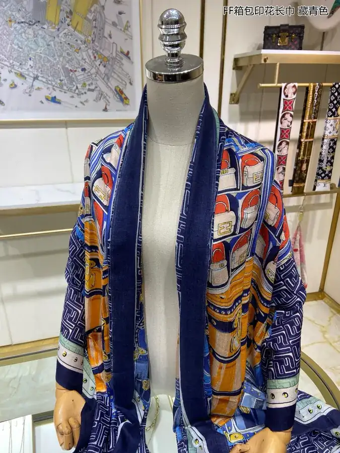 FF Box Bag Print Scarf Luxury Cashmere Scarf with Soft Touch