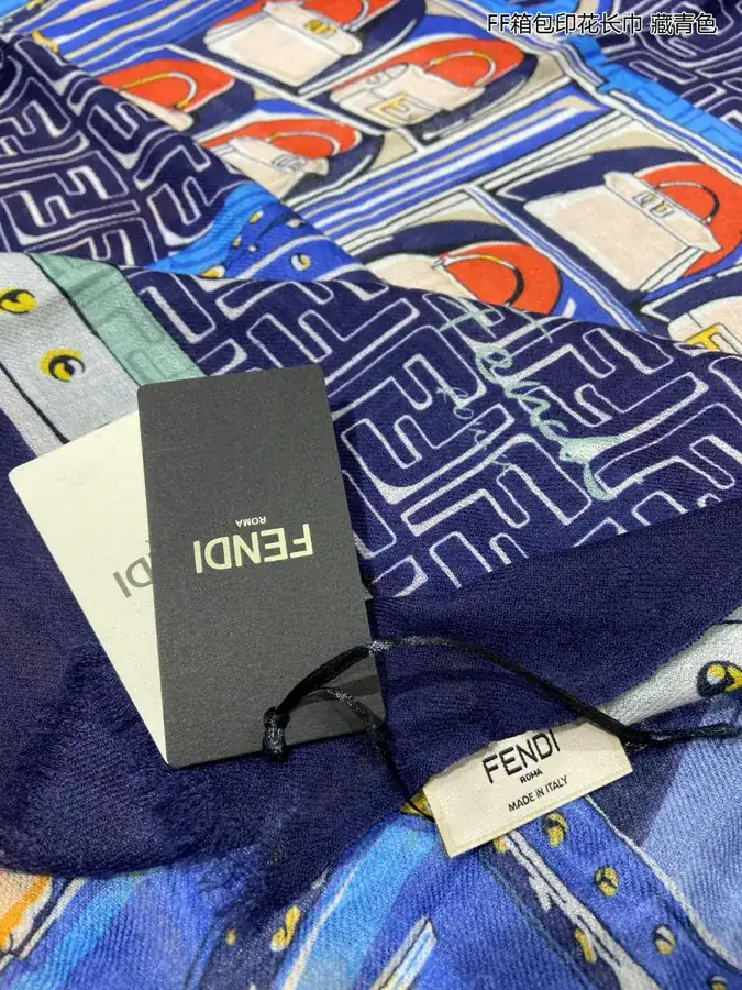 FF Box Bag Print Scarf Luxury Cashmere Scarf with Soft Touch