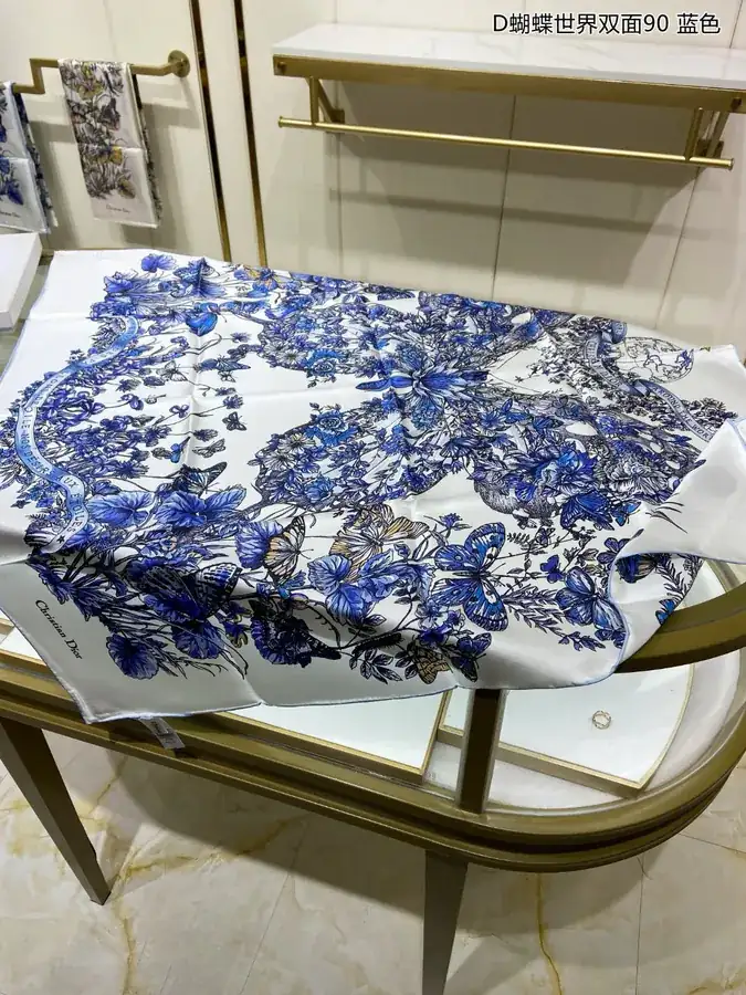 D Butterfly World Double Sided 90cm Silk Scarf