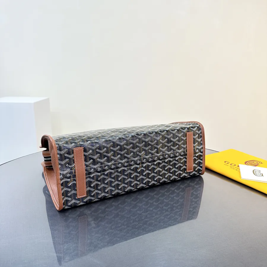 Hardy Dog Bag Paris Embroidery, Grained Calfskin & Linen