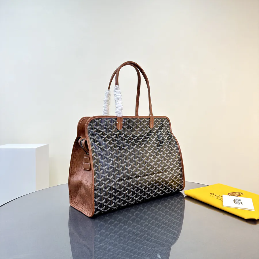 Hardy Dog Bag Paris Embroidery, Grained Calfskin & Linen