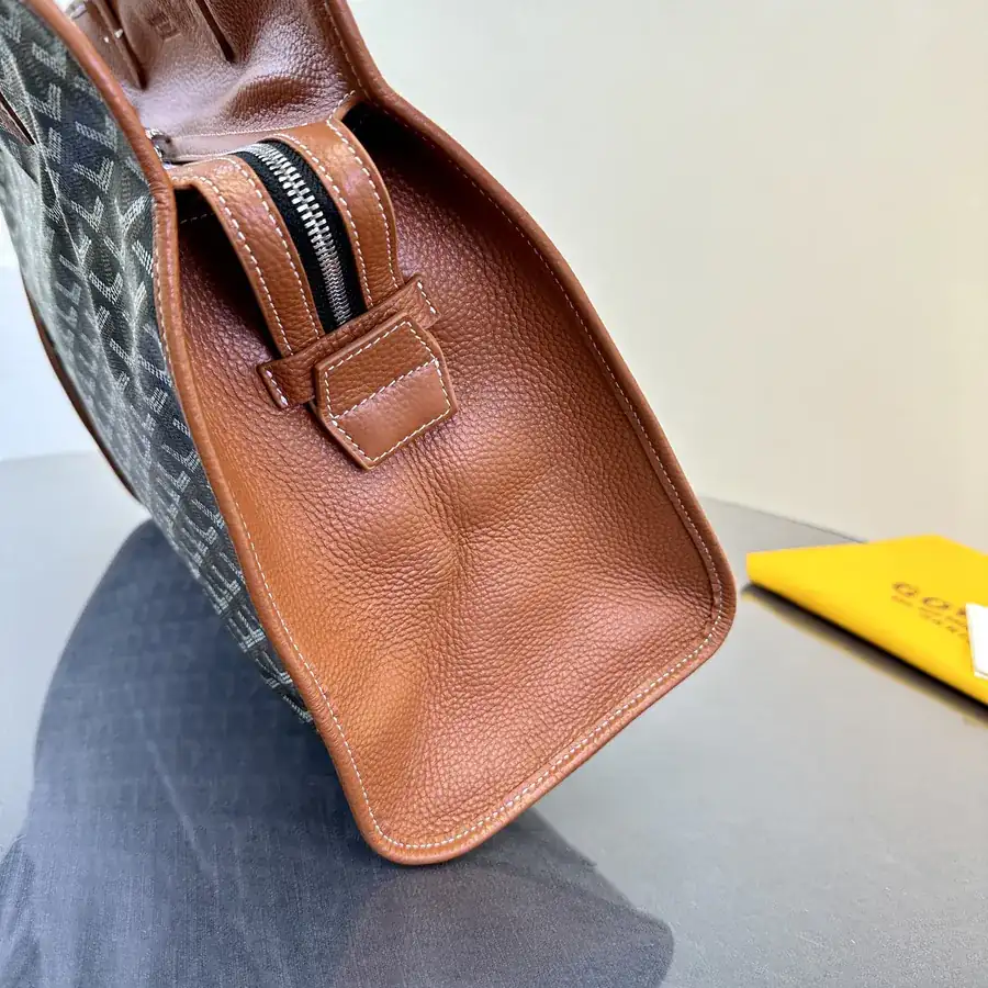 Hardy Dog Bag Paris Embroidery, Grained Calfskin & Linen