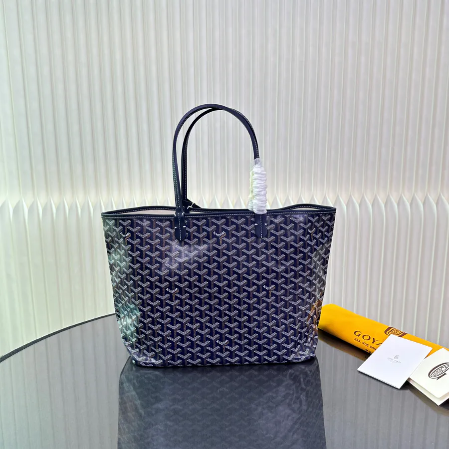 Saint Louis Tote Bag Classic Design with Grained Calfskin and Canvas