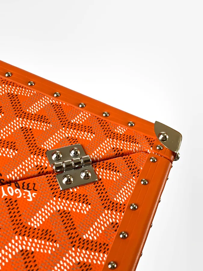 DE Tote with Y Shaped Grained Calfskin and Goyardine Canvas
