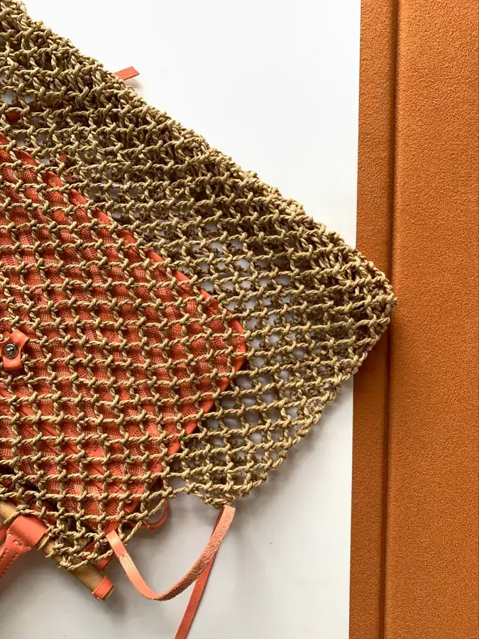 ALIGRE Tote Bag Handcrafted with Raffia and Leather Trim