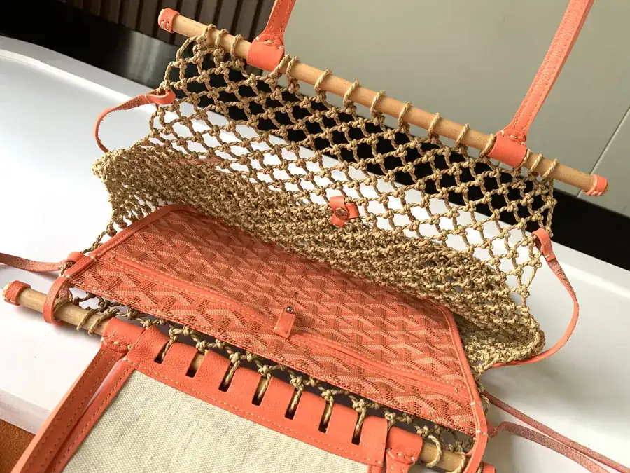 ALIGRE Tote Bag Handcrafted with Raffia and Leather Trim