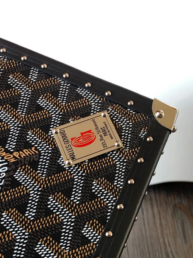 DE Cube Bag with Y Shaped Grain and Goyardine Canvas