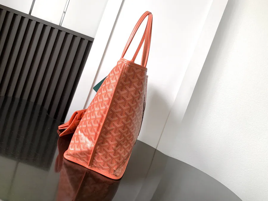Anjou Mini Bag Coral Pink Goyardine Canvas with Sea Horse Embroidery