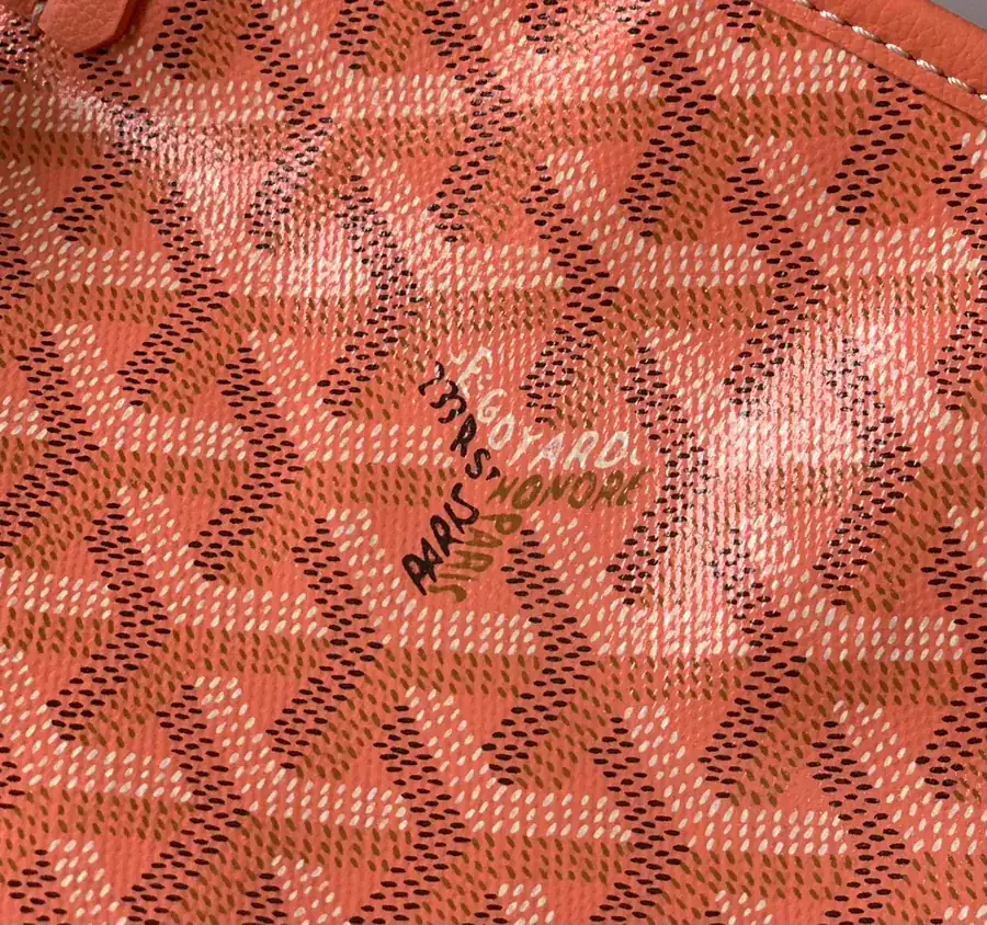 Anjou Mini Bag Coral Pink Goyardine Canvas with Sea Horse Embroidery
