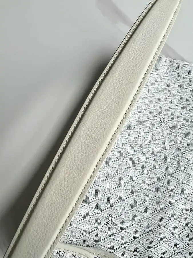 Goyard Hobo Shopping Bag with Grained Calfskin and Matching Patterned Canvas
