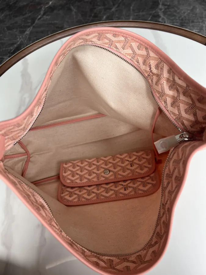 Goyard Hobo Shopping Bag with Grained Calfskin and Matching Goyard Pattern