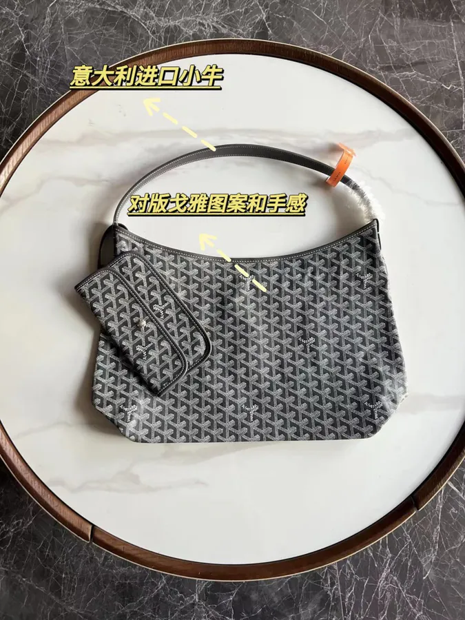 Goyard Hobo Shopping Bag with Grained Calfskin and Artgoya Print