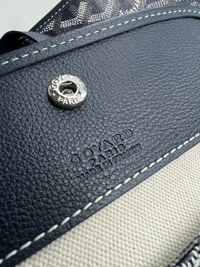 Goyard Hobo Shopping Bag with Grained Calfskin and Matching Patterned Canvas
