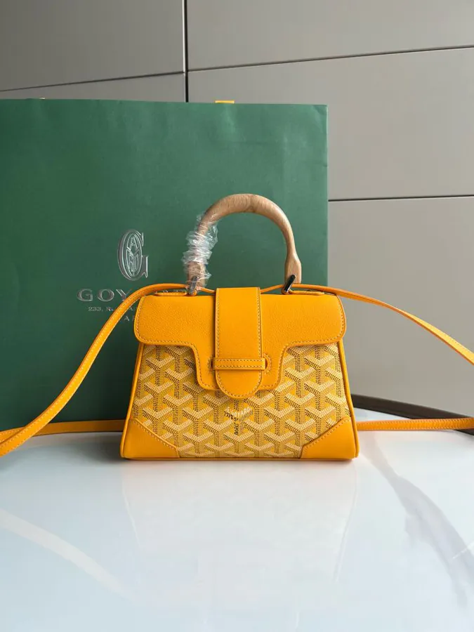 Goyard Saigon Small Handbag with Wooden Handle