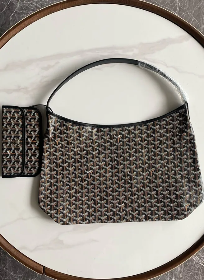 Goyard Hobo Shopping Bag with Grained Calfskin and Artgoya Print