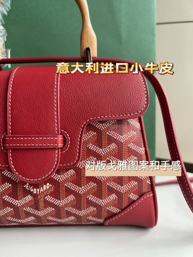 Goyard Saigon Small Handbag with Wooden Handle