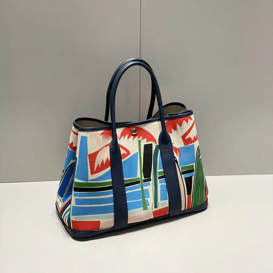Semi Handmade Garden Party Bag with Painted Canvas