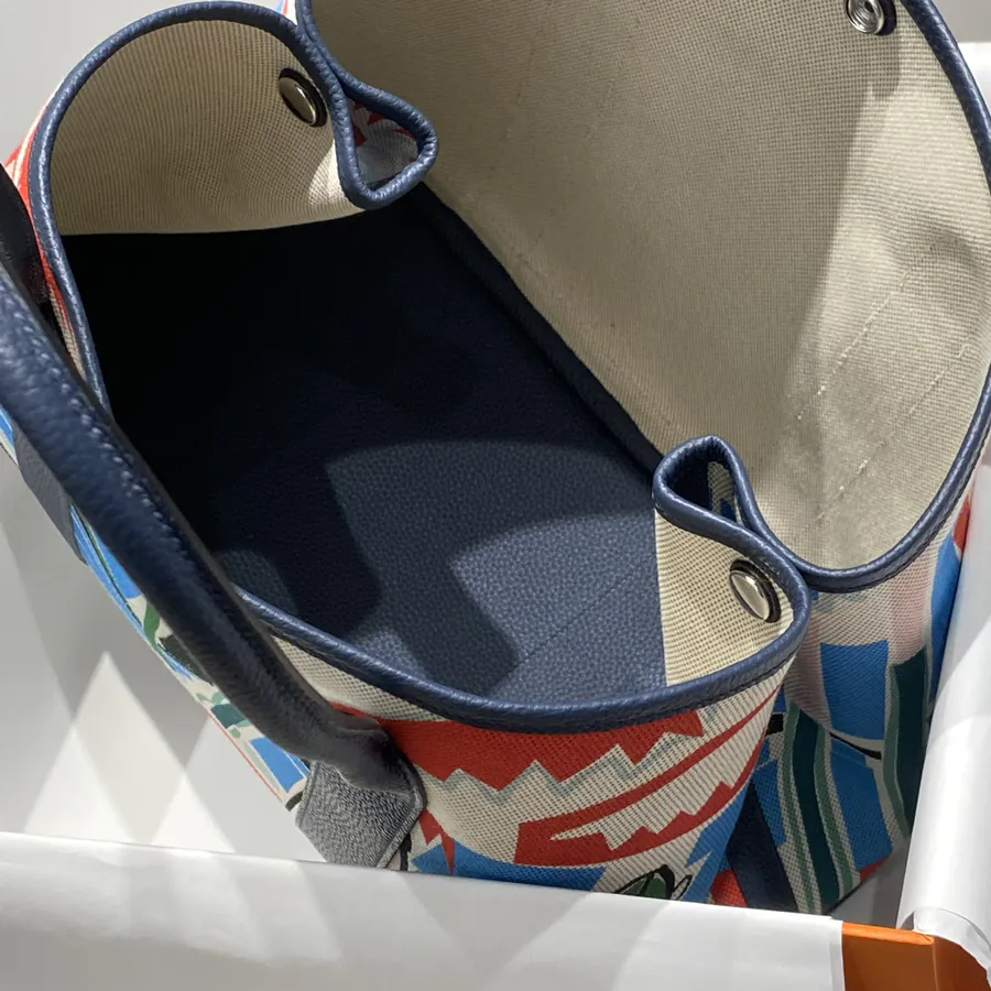 Semi Handmade Garden Party Bag with Painted Canvas