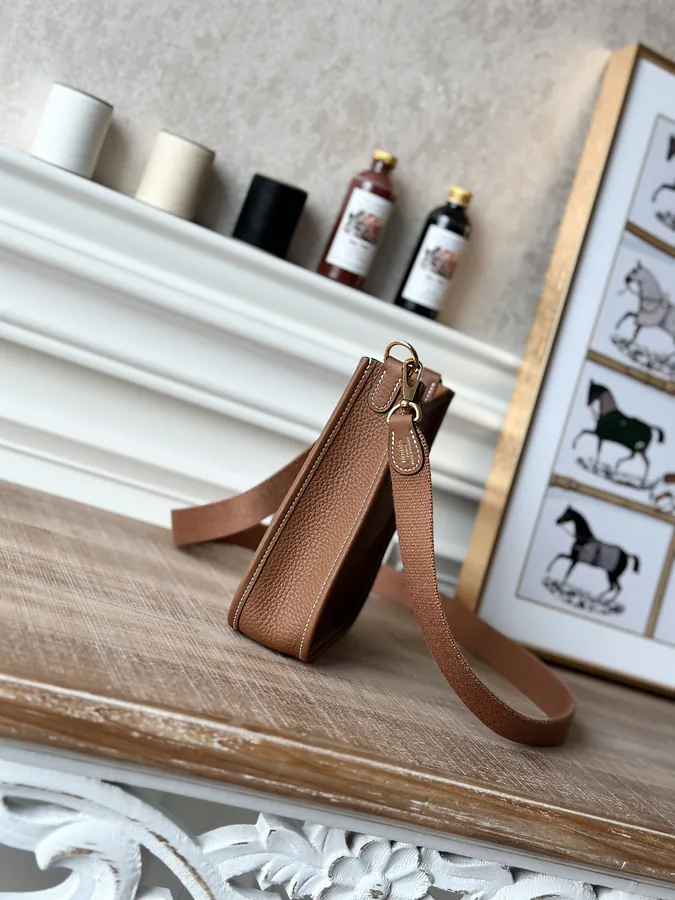 Handmade Evelyne Mini in Gold Brown with Gold Buckles