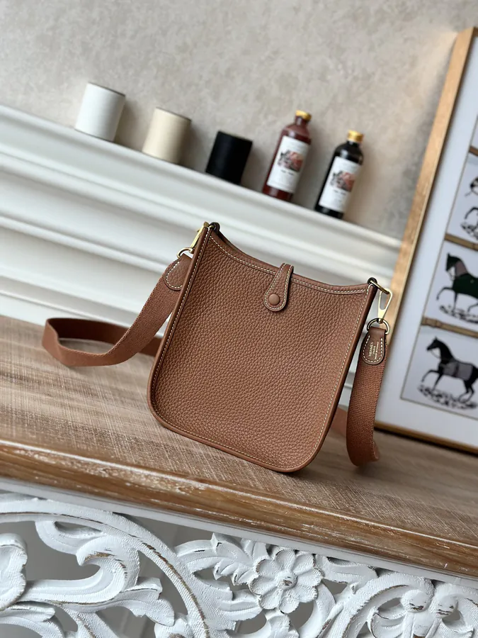 Handmade Evelyne Mini in Gold Brown with Gold Buckles