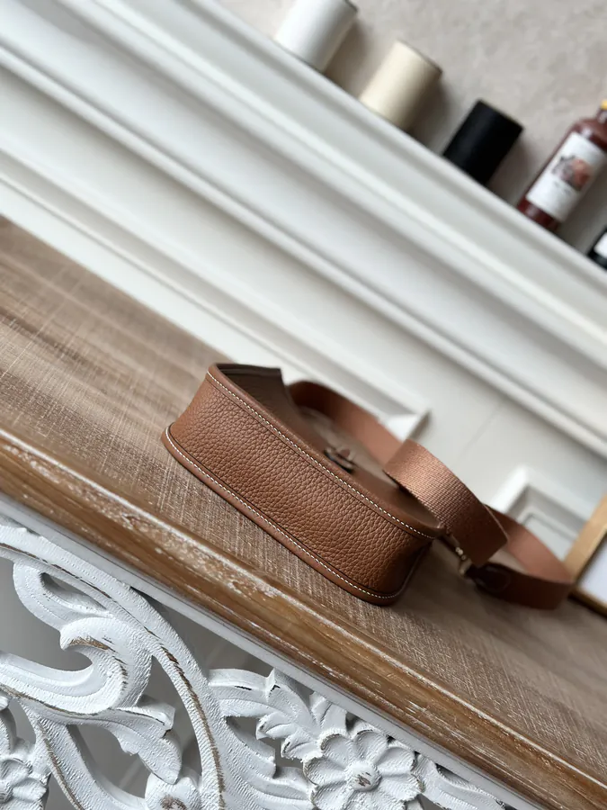 Handmade Evelyne Mini in Gold Brown with Gold Buckles