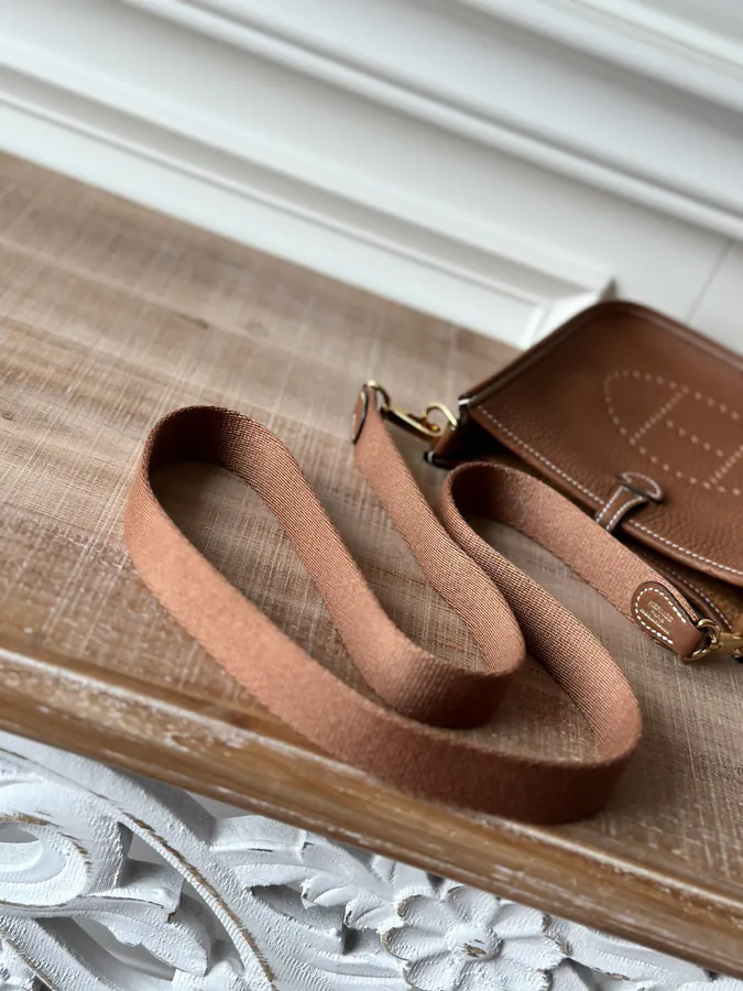Handmade Evelyne Mini in Gold Brown with Gold Buckles