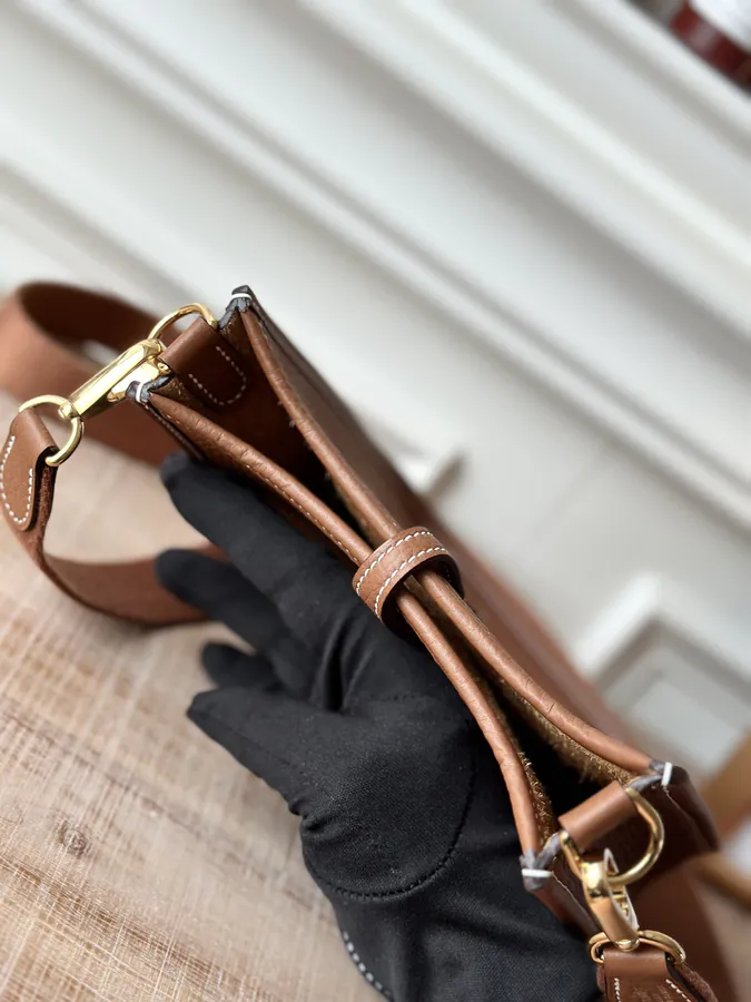 Handmade Evelyne Mini in Gold Brown with Gold Buckles