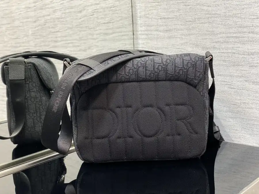 Explorer Messenger Bag Black Tech Fabric with Oblique Mirage Print