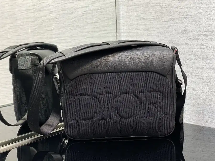 Explorer Messenger Bag Premium Quality, Black Tech Fabric with Oblique Mirage Print