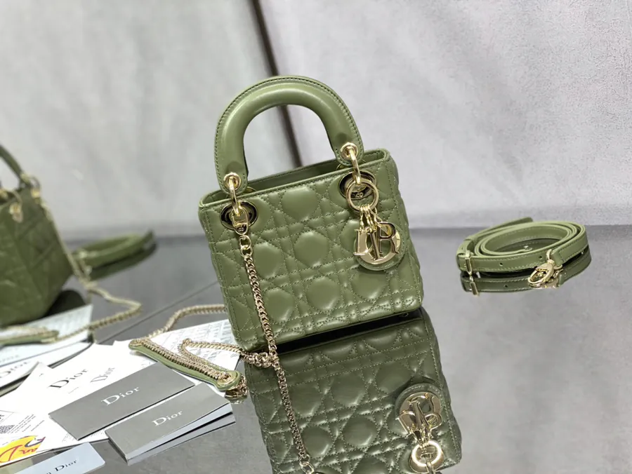 P600 LADY Three Compartment Mint Green Lambskin Bag