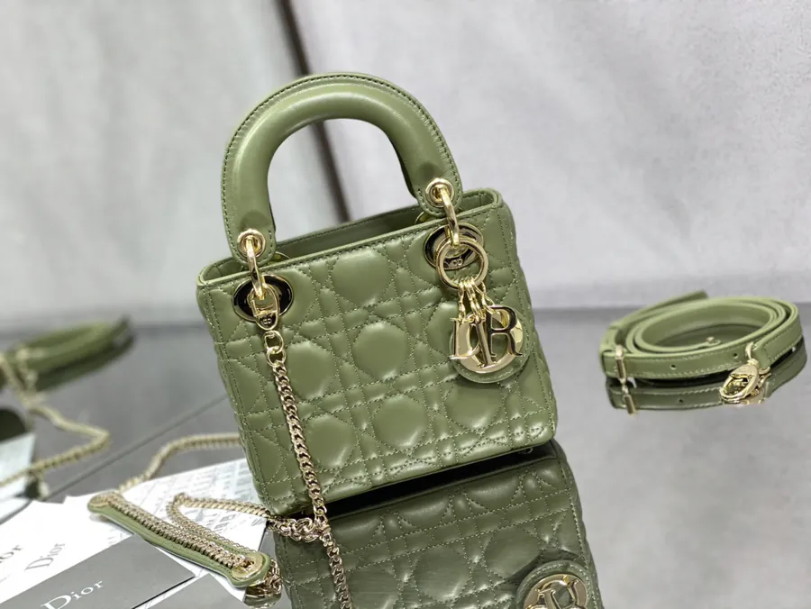 P600 LADY Three Compartment Mint Green Lambskin Bag