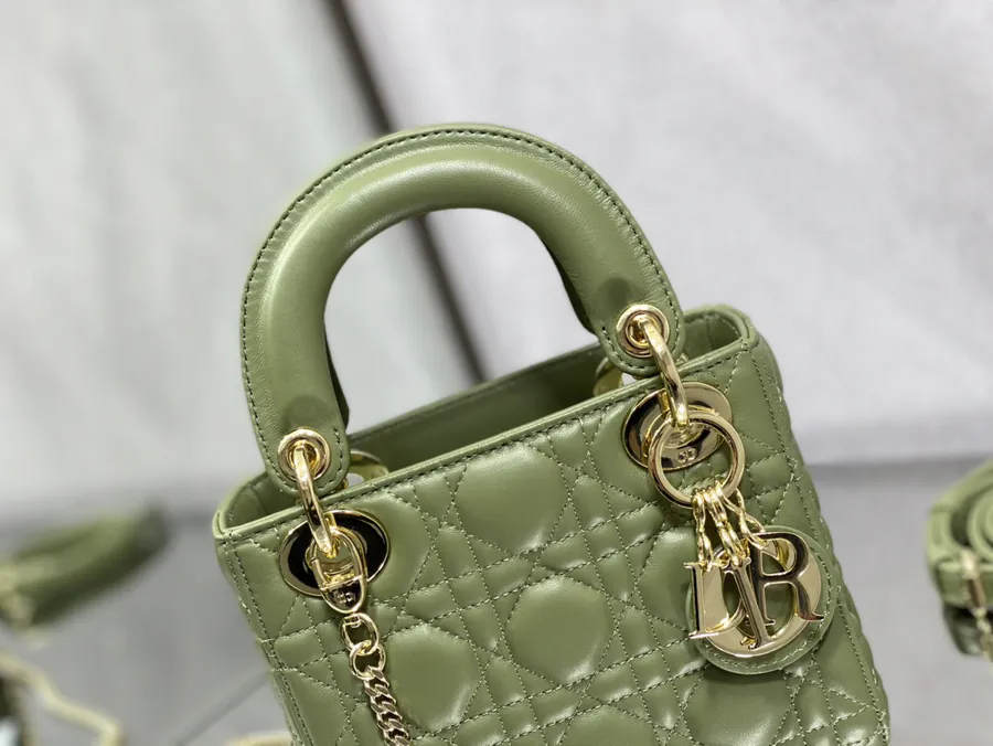 P600 LADY Three Compartment Mint Green Lambskin Bag