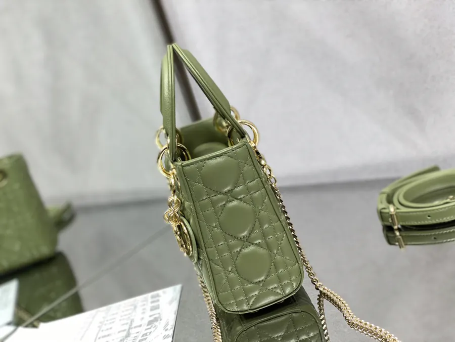 P600 LADY Three Compartment Mint Green Lambskin Bag