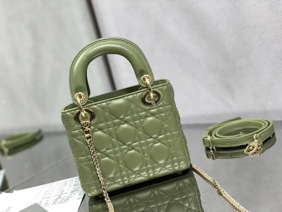 P600 LADY Three Compartment Mint Green Lambskin Bag