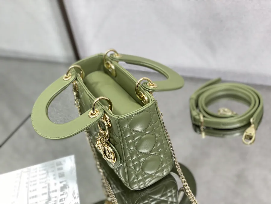P600 LADY Three Compartment Mint Green Lambskin Bag