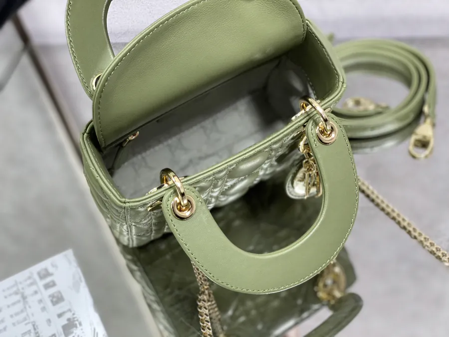 P600 LADY Three Compartment Mint Green Lambskin Bag